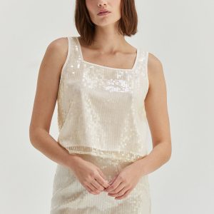 Dani Square Neckline Sequins Top