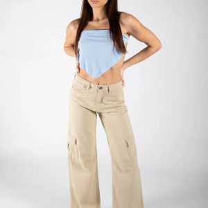 Sky Blue Tie Back Scarf Bandeau Bandana Crop Top - Lauren