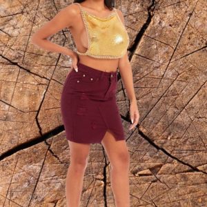 Gold Square Neck Chainmail Crop Top – Savanna