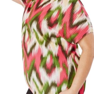 Green Oversized Ikat Print Short Sleeve Top – Layla